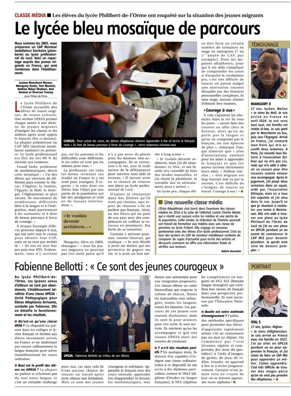 article des élèves de la classe média