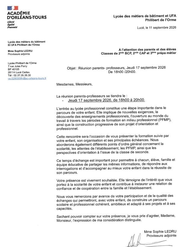  la réunion d\'information  2nde BCP - 2nde CAP et 3PMET